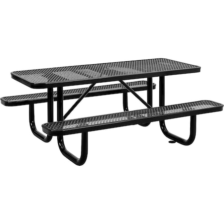 Global Industrial Rectangle Picnic Table, Black, Expanded Metal, 6 ft L 277152BK